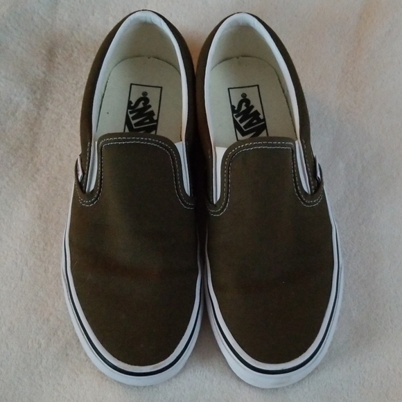 Vans Shoes - Olive green Vans slide on sneakers
